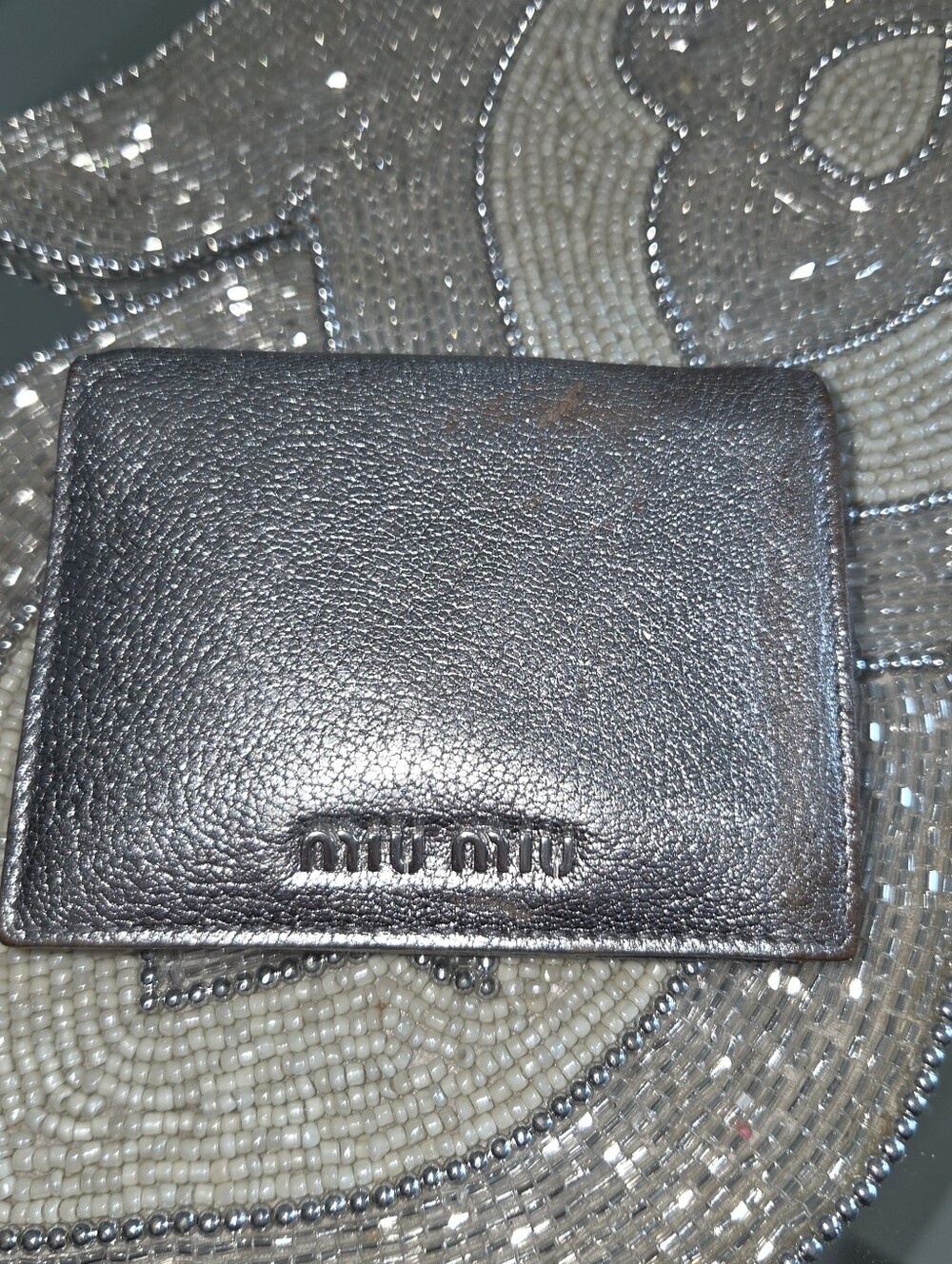 Miu Miu Metallic Leather Wallet